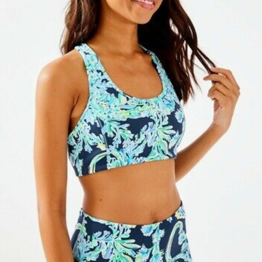 Lilly Pulitzer Teegan Sports Bra S Navy Scuba NWT